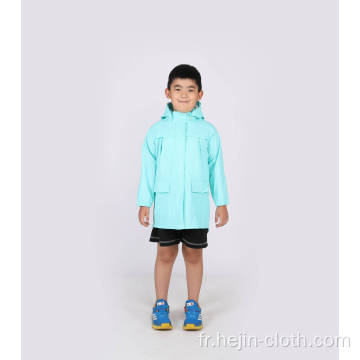 Enfant réfléchissant unisexe toute la saison de randonnée extérieure étanche à la veste de revêtement en polyuréthane coloré coloré